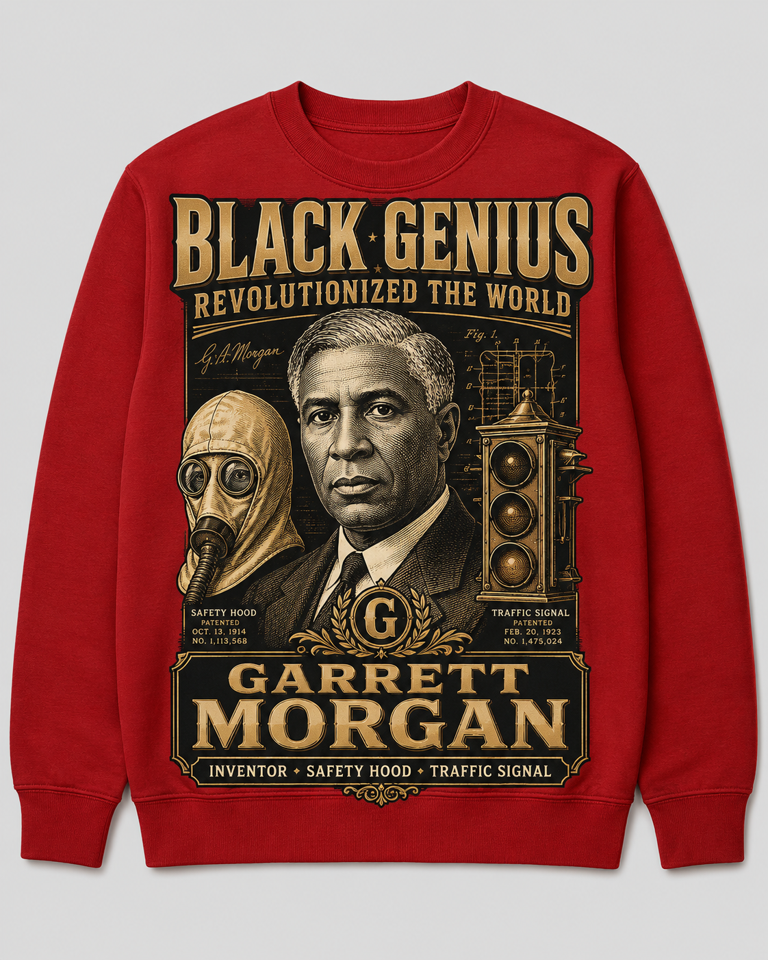 Sweatshirt Crewneck Black Genius — Rouge Impérial (25 Inventeurs)